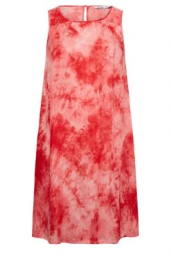 YOURS Curve Coral Orange Tie Dye Print Swing Dress -Luna Looks Zone b499c239 4479 4b 137445 X