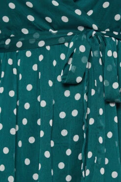 YOURS LONDON Curve Dark Green Polka Dot Wrap Top -Luna Looks Zone b4aff5fe 4f3a 4c 162210 Z