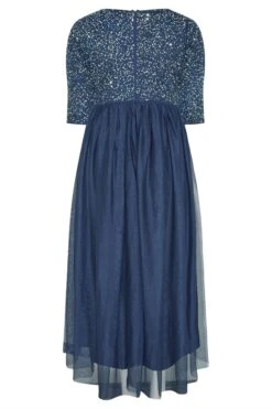 LUXE Curve Navy Blue Sequin Hand Embellished Maxi Dress -Luna Looks Zone b5078488 11b1 4e 161156 BK