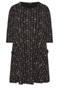 YOURS Curve Black Star Print Drape Pocket Mini Dress -Luna Looks Zone b521fb33 0502 40 301909 X