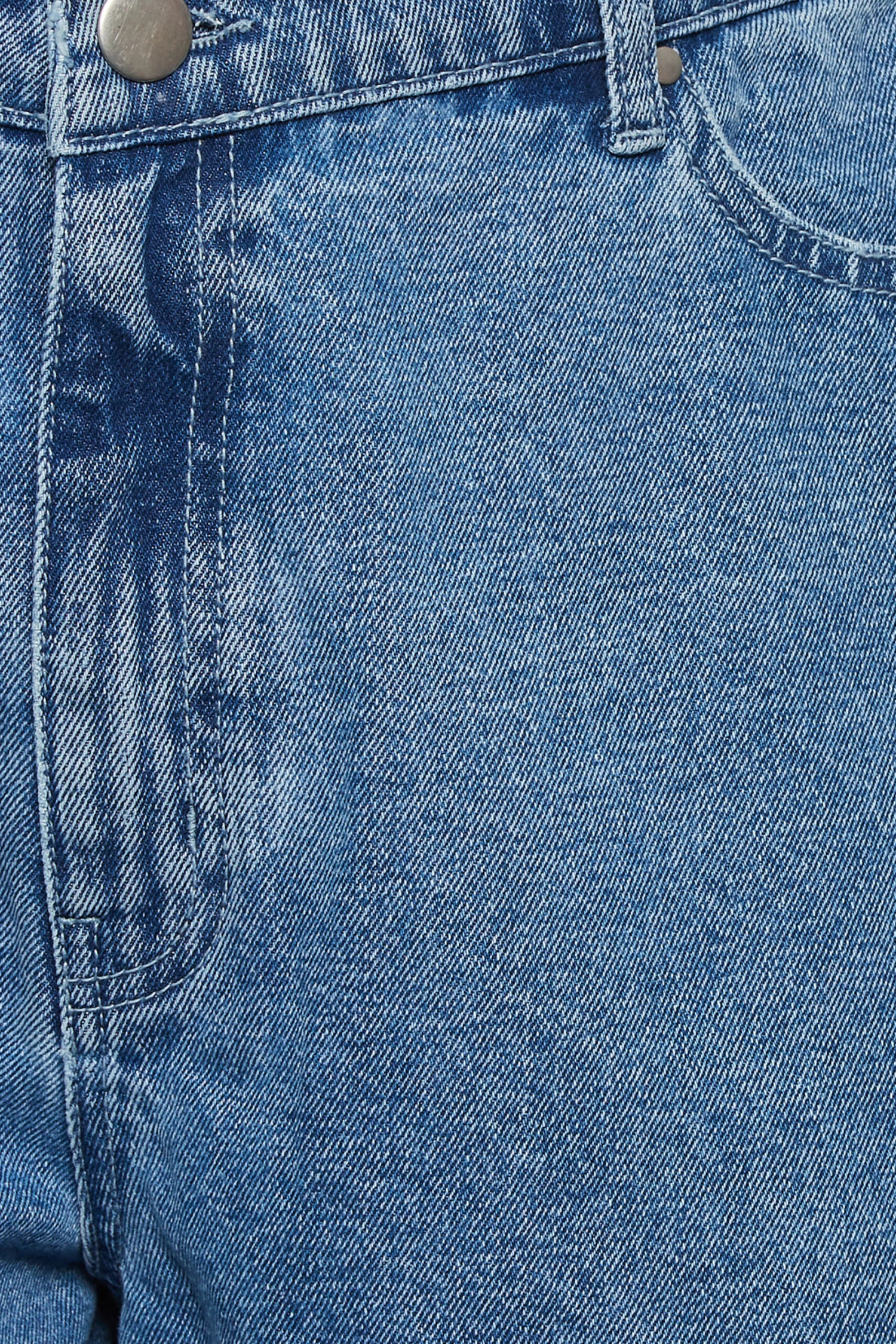 YOURS Curve Mid Blue Floaty Denim Shorts 2 YOURS Curve Mid Blue Floaty Denim Shorts - Image 2