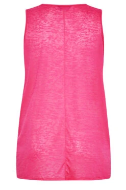 YOURS Curve Pink Burnout Tie Neck Vest Top -Luna Looks Zone b56103fd 7d67 4e 300870 Y