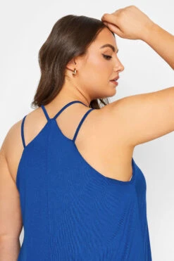 YOURS Curve Blue Embroidered Neck Vest Top -Luna Looks Zone b60939ac afcc 47 300920 D