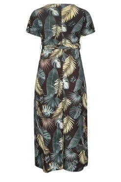 YOURS Curve Black Tropical Leaf Print Wrap Dress -Luna Looks Zone b62a9352 5c7e 4b 301986 Y