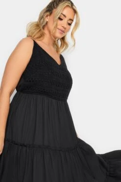 LIMITED COLLECTION Curve Black Crochet Tiered Midaxi Dress -Luna Looks Zone b6fba855 719f 48 215581 D