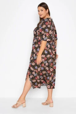 YOURS Curve Black Floral Print Side Split Midi Dress 7 YOURS Curve Black Floral Print Side Split Midi Dress -Luna Looks Zone b7b722cc f43d 4d 173813 C