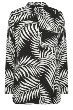 YOURS PETITE Curve Black Palm Print Shirt -Luna Looks Zone b7e4230a cf35 48 174484 X