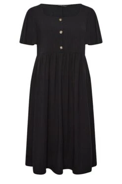 LIMITED COLLECTION Curve Black Ribbed Square Neck Midi Dress -Luna Looks Zone b8342d47 b432 4f 215601 X