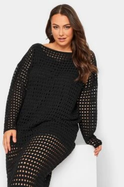 YOURS Curve Black Crochet Midaxi Dress -Luna Looks Zone b8aa82cc 5d4d 44 192983 D