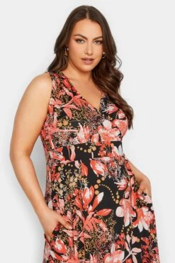 YOURS Curve Black & Orange Floral Print Wrap Maxi Dress 8 YOURS Curve Black & Orange Floral Print Wrap Maxi Dress -Luna Looks Zone b8b3e2df 6b7e 43 301901 D