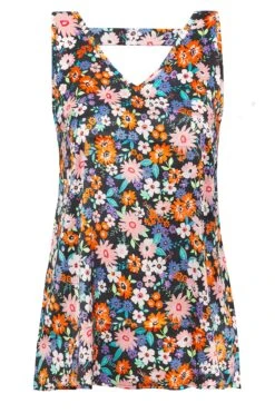 YOURS Curve Black Floral Print Satin Vest Top -Luna Looks Zone b99b33bf e70d 46 131613 X