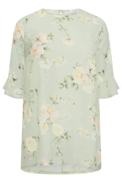 YOURS LONDON Curve Light Green Floral Tunic Top -Luna Looks Zone ba75b6a2 fb32 40 162162 X