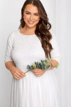 LUXE Curve White Sequin Hand Embellished Bridal Maxi Dress 8 LUXE Curve White Sequin Hand Embellished Bridal Maxi Dress -Luna Looks Zone bad81f88 4c76 4e 161987 D