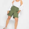 YOURS Curve Khaki Green Chino Shorts