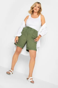 YOURS Curve Khaki Green Chino Shorts