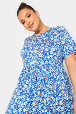 YOURS Curve Blue Floral Smock Dress -Luna Looks Zone bbed25e8 2a5b 4e 302230 D