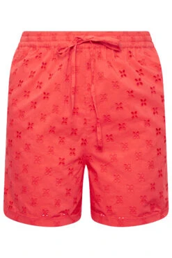 LIMITED COLLECTION Curve Coral Orange Broderie Anglaise Shorts -Luna Looks Zone bcc325cd ad81 40 215527 X