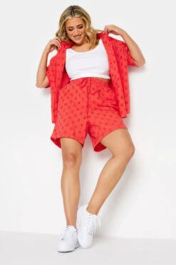 LIMITED COLLECTION Curve Coral Orange Broderie Anglaise Shorts -Luna Looks Zone bd485933 357c 45 215527 B