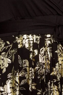 YOURS LUXURY Curve Black Foil Floral Print Wrap Dress -Luna Looks Zone bdcb7d45 2367 48 301807 Z
