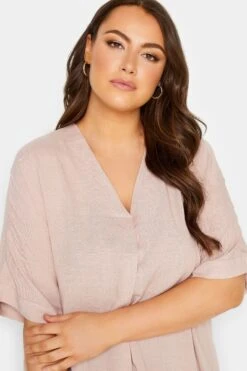 YOURS Curve Pink Marl V-Neck Top -Luna Looks Zone be0f2895 aead 44 174268 D