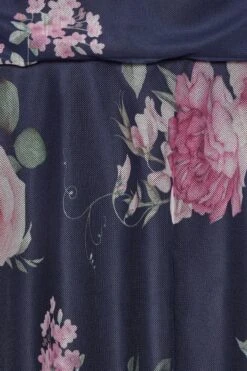 YOURS LONDON Curve Blue Floral Cowl Neck Mesh Dress -Luna Looks Zone be1523db 4962 4e 162117 Z