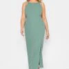 YOURS PETITE Curve Sage Green Split Hem Maxi Dress