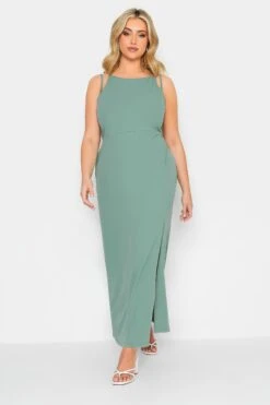 YOURS PETITE Curve Sage Green Split Hem Maxi Dress