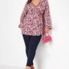 LIMITED COLLECTION Curve Pink Floral Print Wrap Top