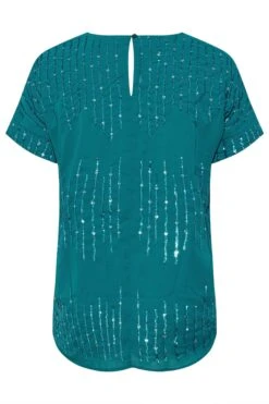 LUXE Curve Teal Blue Sequin Hand Embellished Top -Luna Looks Zone bfd0086e 35f8 4f 161601 Y