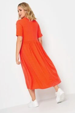 LIMITED COLLECTION Curve Orange Ribbed Peplum Midi Dress -Luna Looks Zone c01e050a 55b2 4e 215704 C
