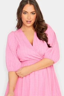 YOURS Curve Pink Textured Wrap Top 8 YOURS Curve Pink Textured Wrap Top -Luna Looks Zone c03992d0 f4a4 48 131752 D