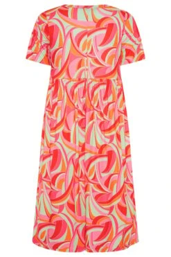 LIMITED COLLECTION Curve Bright Pink Abstract Print Midaxi Smock Dress -Luna Looks Zone c1280e19 2460 48 213732 BK