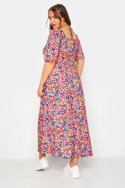 LIMITED COLLECTION Curve Pink Floral Print Tie Front Maxi Dress -Luna Looks Zone c164e987 80b0 44 215758 C