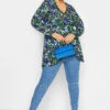 LIMITED COLLECTION Curve Blue Floral Print Wrap Top