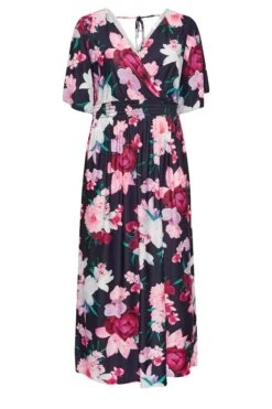 YOURS LONDON Curve Navy Blue Floral Shirred Maxi Dress -Luna Looks Zone c1735487 ebdb 42 162125 X