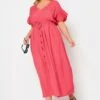 LIMITED COLLECTION Curve Coral Pink Frill Sleeve Cotton Maxi Dress