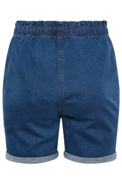 YOURS Curve Mid Blue Paperbag Drawstring Denim Mom Shorts -Luna Looks Zone c1cdd7b0 34f8 46 144752 Y