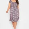 YOURS Curve Pink Floral Ditsy Shirred Midi Dress
