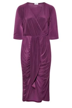 YOURS LONDON Curve Purple Ruffle Wrap Bodycon Dress -Luna Looks Zone c210da77 cad6 46 161808 X