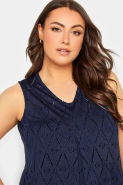 YOURS Curve 2 PACK Navy Blue Broderie Swing Vest Top -Luna Looks Zone c2142743 1c72 47 320742 D