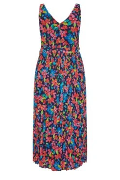 YOURS LONDON Curve Blue Floral Pleated Maxi Dress -Luna Looks Zone c24f7374 bd91 4d 162021 Y