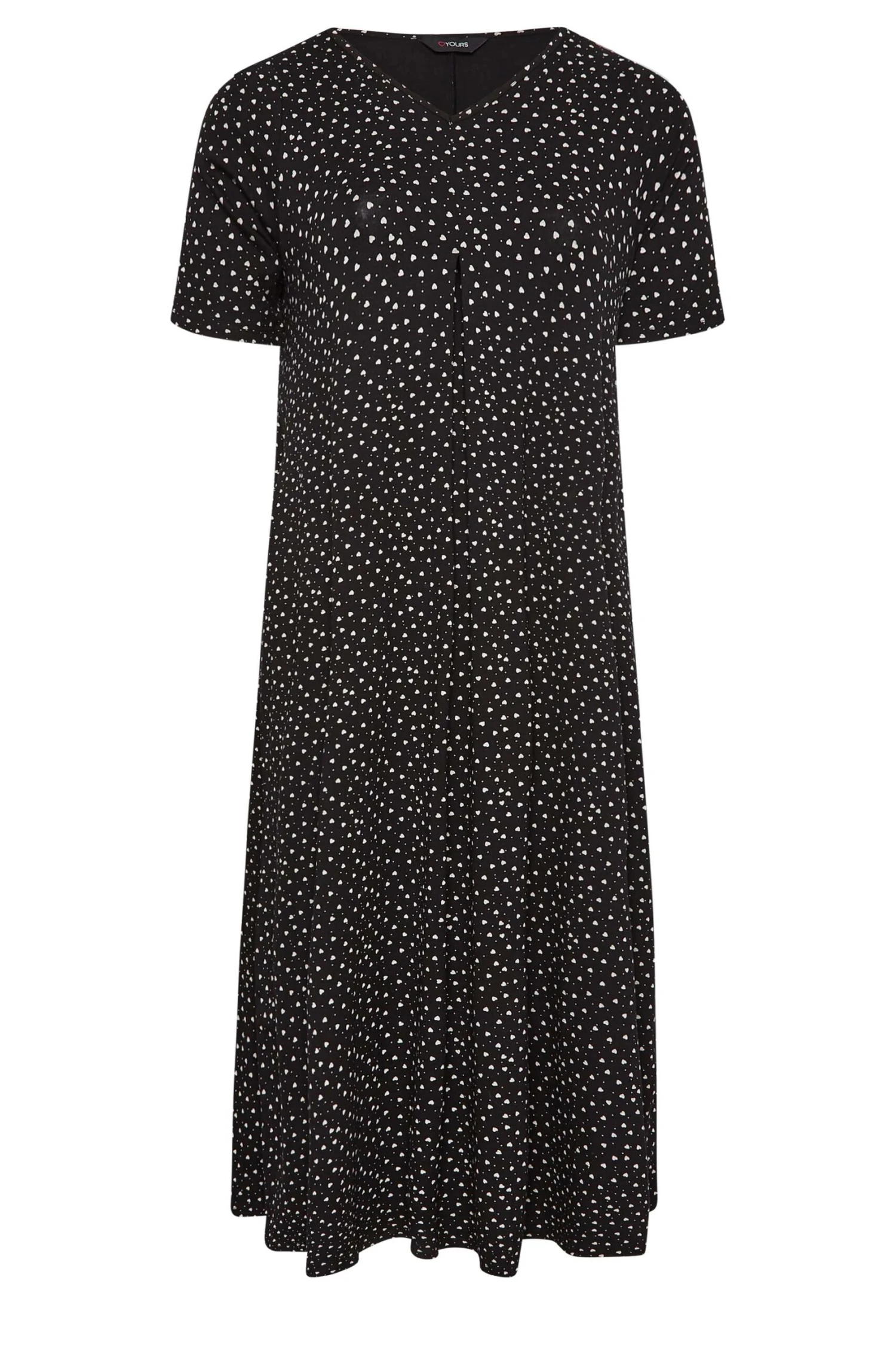 YOURS Curve Black Ditsy Heart Print Maxi Dress 5 YOURS Curve Black Ditsy Heart Print Maxi Dress - Image 5