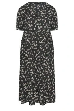 YOURS Curve Black Daisy Print Smock Dress -Luna Looks Zone c3019f3c fa75 4e 137364 X