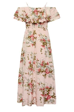 YOURS LONDON Curve Light Pink Floral Bardot Ruffle Maxi Dress -Luna Looks Zone c39e96d6 cea3 43 161954 Y