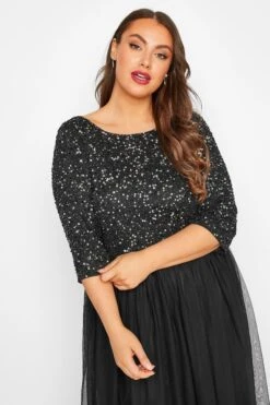 LUXE Curve Black Sequin Hand Embellished Maxi Dress -Luna Looks Zone c3ea7f7a 7b43 43 161873 D
