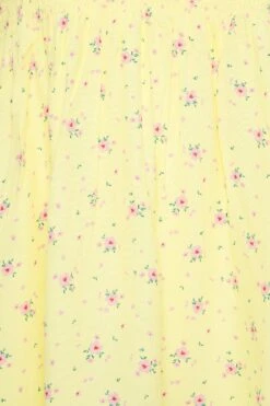 YOURS Curve Yellow Floral Print Shirred Top 9 YOURS Curve Yellow Floral Print Shirred Top -Luna Looks Zone c43b54c2 6270 42 330066 Z