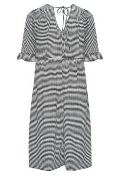YOURS Curve Black Gingham Textured Smock Midi Dress -Luna Looks Zone c456a9ce a401 43 137516 Y