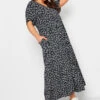 YOURS Curve Navy Blue Heart Print Maxi Dress