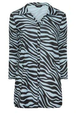 YOURS Curve Blue & Black Zebra Print Shirt -Luna Looks Zone c490146e 3f49 4d 301922 X