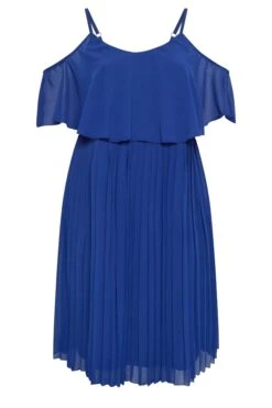 YOURS LONDON Curve Cobalt Blue Pleated Overlay Midi Dress -Luna Looks Zone c4b8b8a7 c7f5 46 162120 X